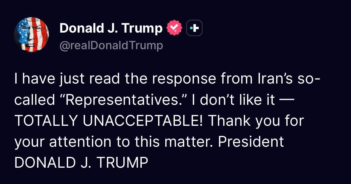 Inaceptable propuesta de Irán, no se reirán más: Trump