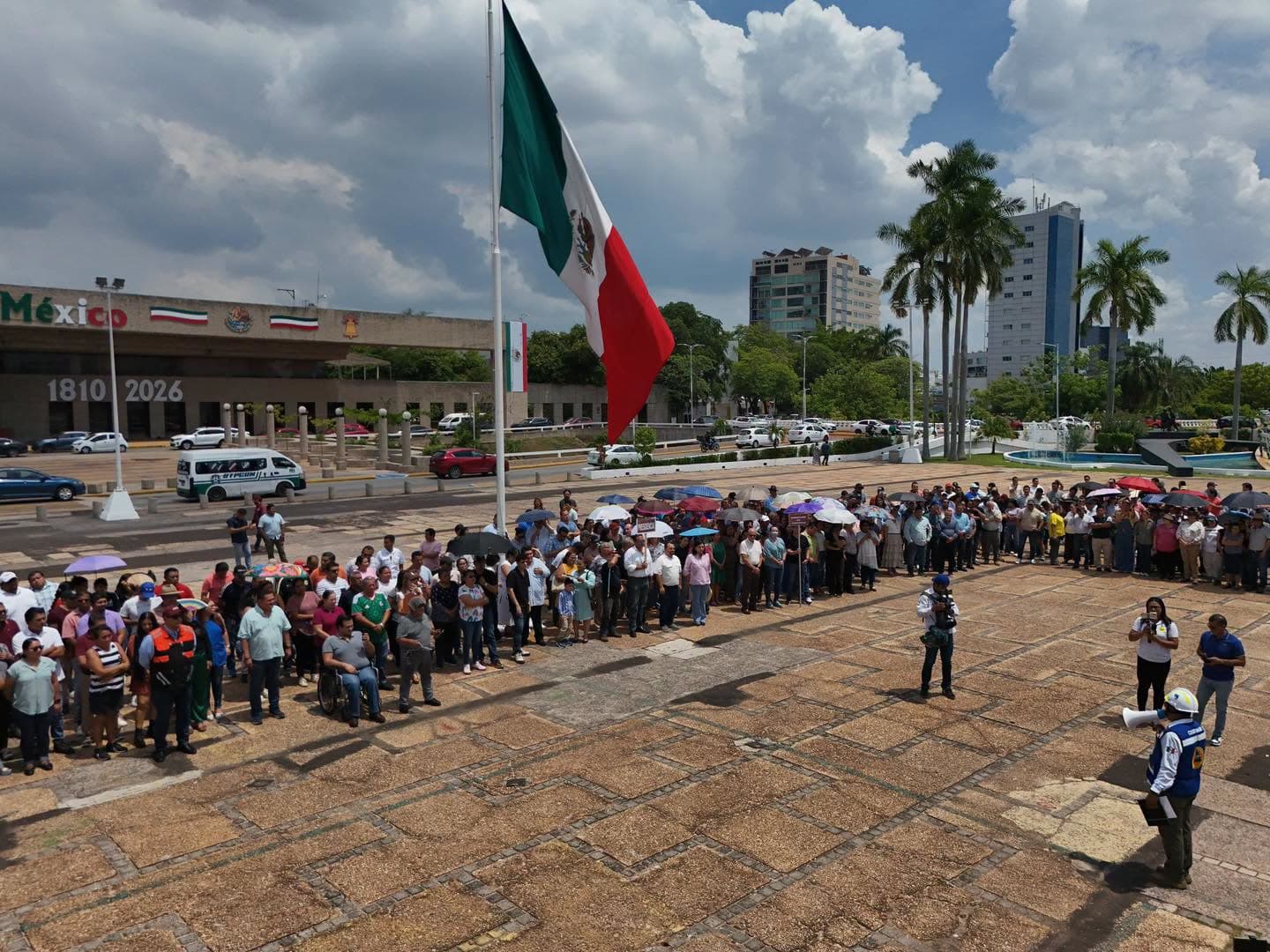 Evacúan Palacio Municipal de Centro en 3 minutos y medio durante Simulacro Nacional 2026
