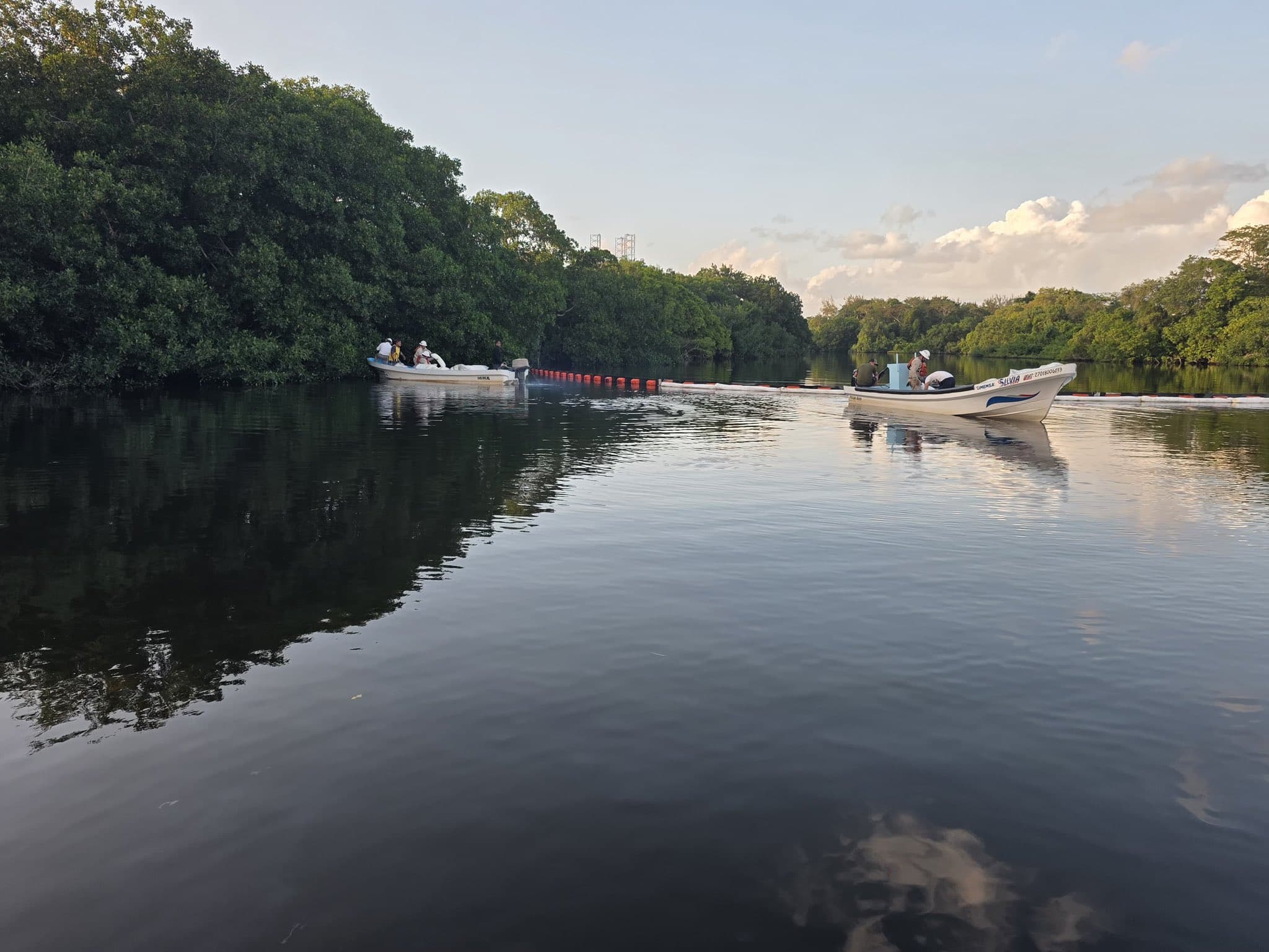 Recolectan 240 kg de residuos con crudo y blindan laguna Mecoacán