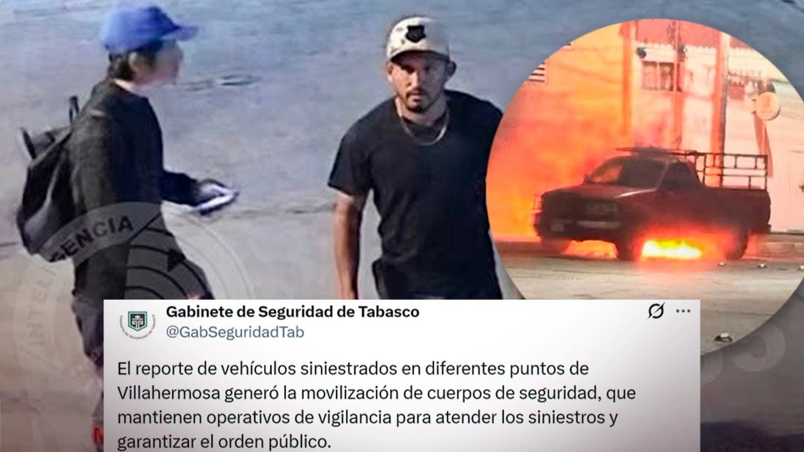 Villahermosa bajo fuego, incendian criminales vehículos