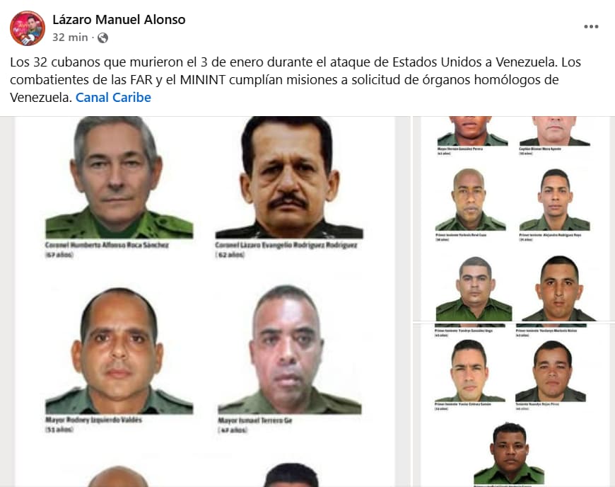Revelan lista de militares cubanos fallecidos en ataque a Maduro