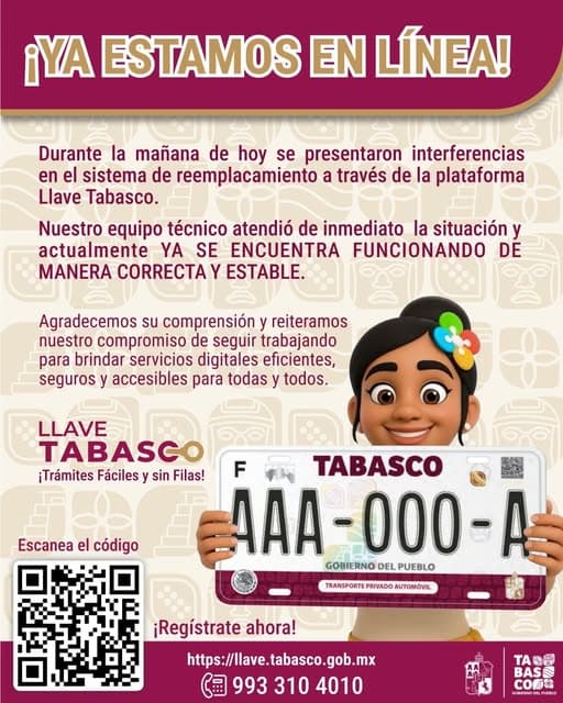 Falla "Llave Tabasco" no abría acceso: Reemplacamiento arranca con el pie izquierdo